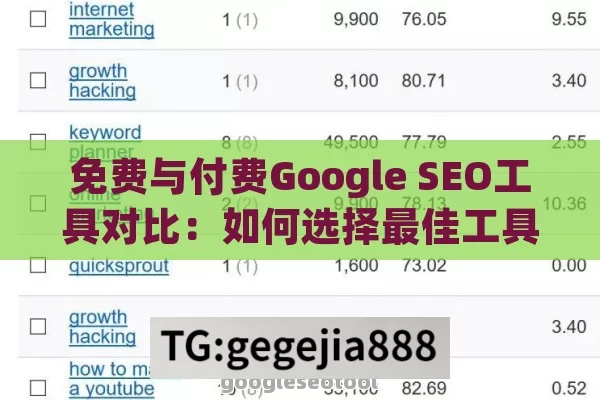 免费与付费Google SEO工具对比：如何选择最佳工具优化网站排名